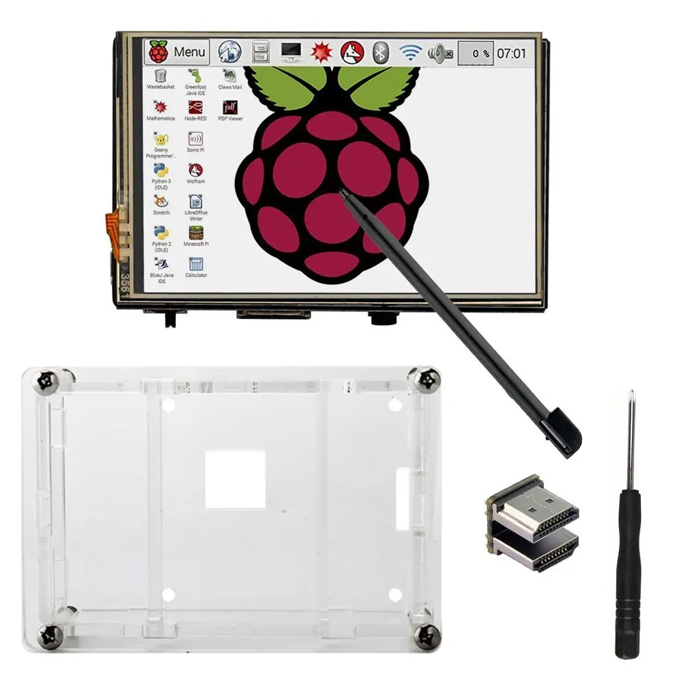 8 в 1 Raspberry Pi комплект/Raspberry доска + HDMI ЖК дисплей Сенсорный экран прозрачный чехол