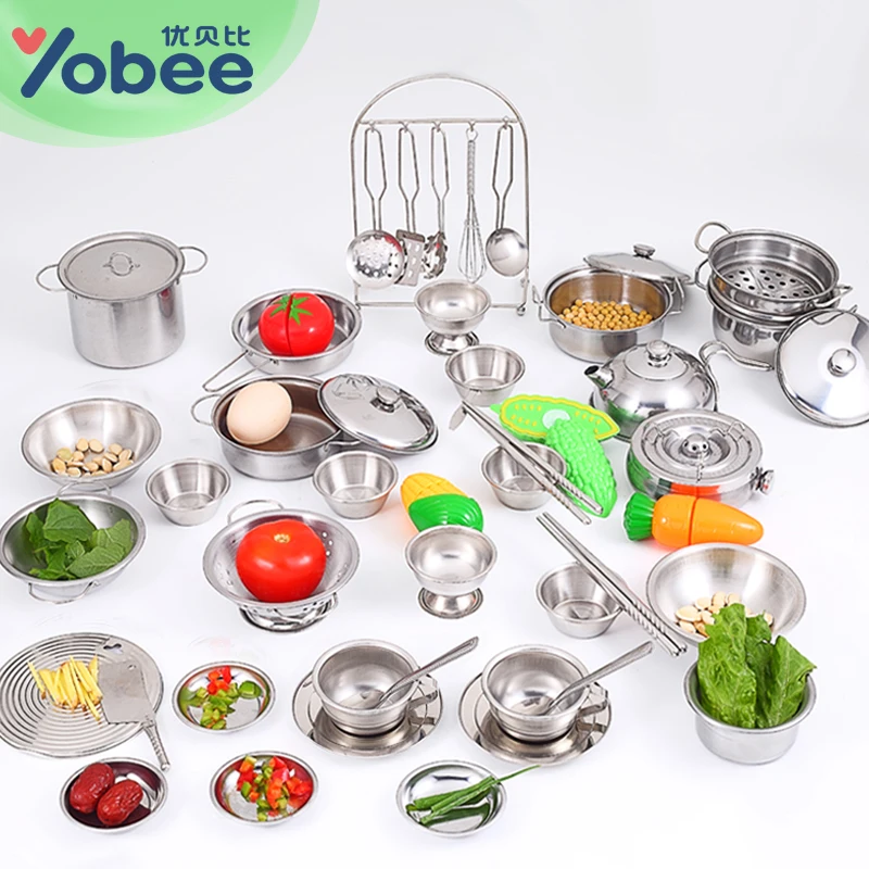 25Pcs Stainless Steel Children Kitchen Toys Miniature Cooking Set Simulation Tableware Toy Pretend Play Cook for Kids Gift | Игрушки и