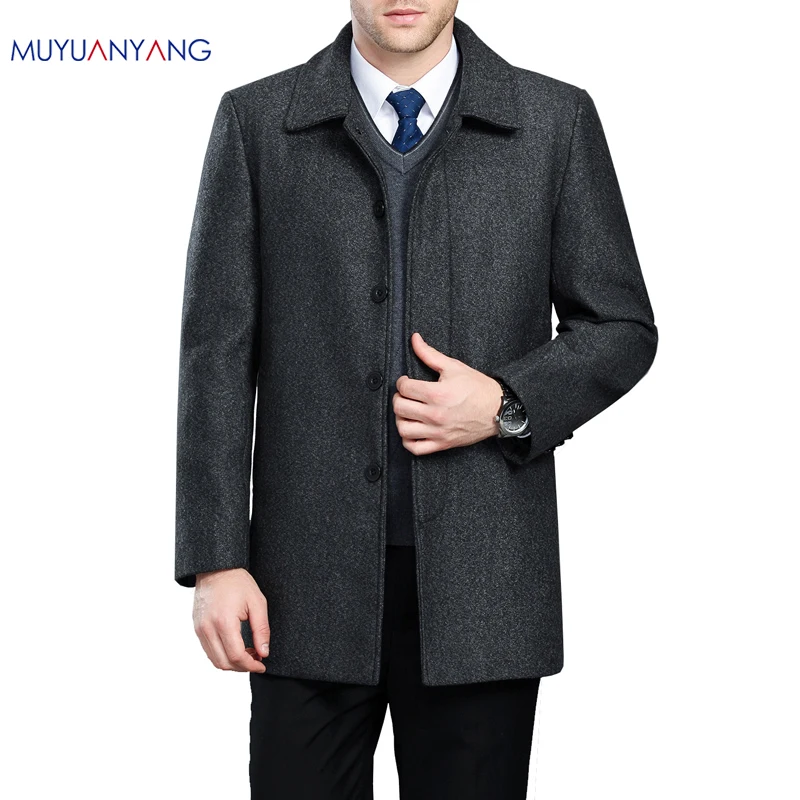 Mu Yuan Yang 5XL 6XL 7XL мужские шерстяные куртки осень зима длинное шерстяное пальто
