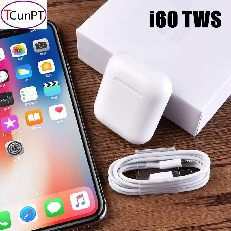 I60 TWS 1:1 Air беспроводные Bluetooth наушники гарнитура QI Беспроводная зарядка бас стерео