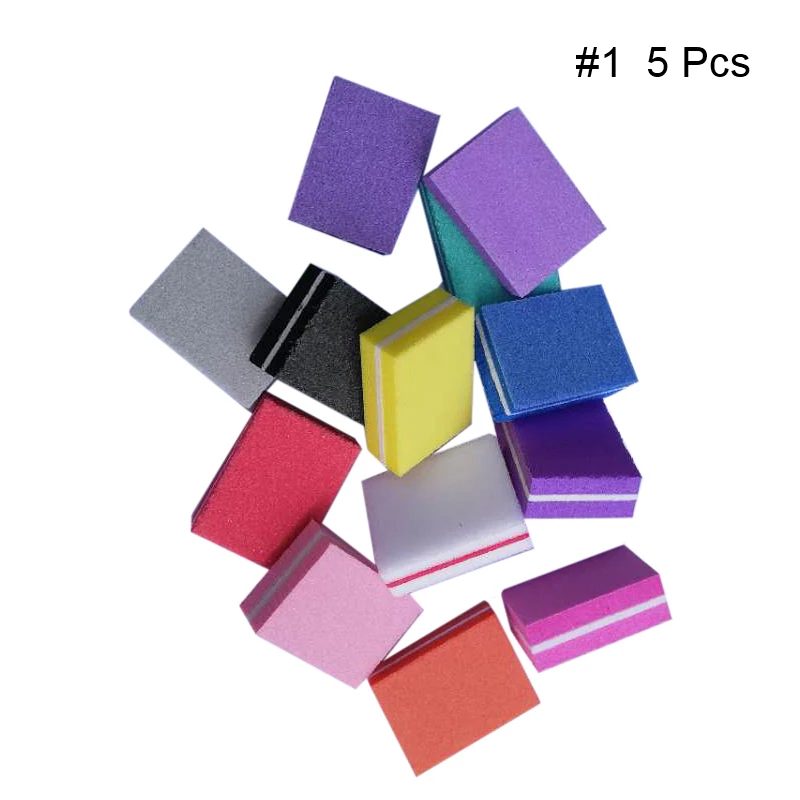 Мини-буферы для ногтей двухсторонние красно-белые смешанные цвета шлифовальная