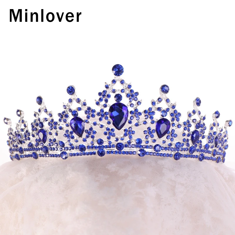 Minlover роскошный золотой цвет кристалл барокко свадебные диадемы Короны невесты аксессуары для волос принцессы головная повязка для женщин Девушка диадема G162