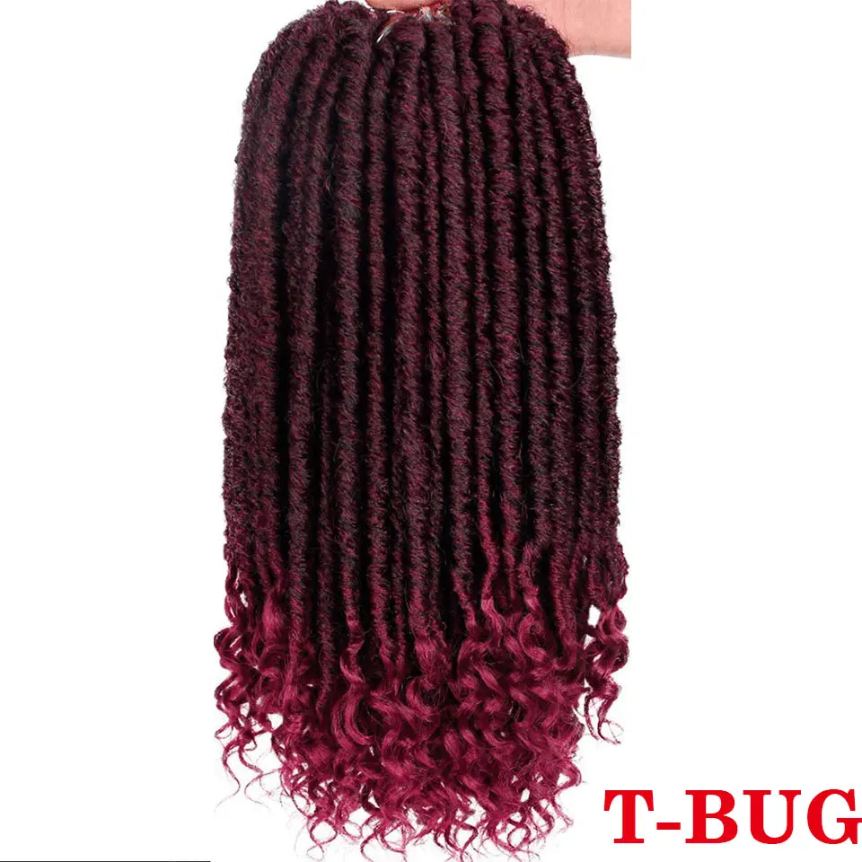 T1B/бордовый Энергичные 16 20 дюймов искусственные локоны в стиле Crochet косы синтетические волосы для наращивания натуральные мягкие богини замки 24 подставки/упаковка - Цвет: T1B/бордовый