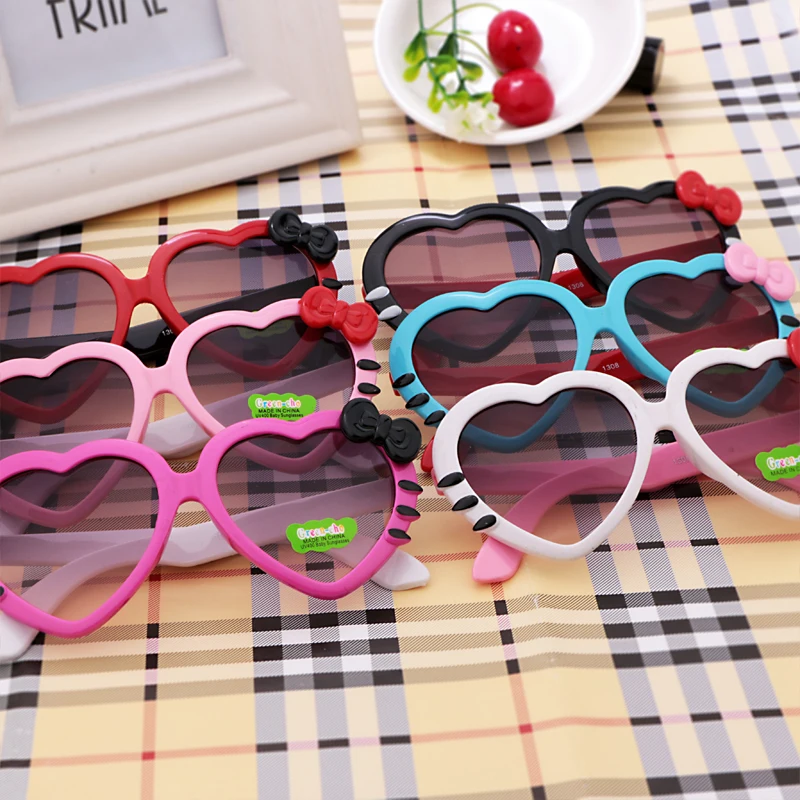 Очень милые детские солнечные очки с бантом солнцезащитные в форме сердца для девочек Gafas Ninas Oculos De Sol