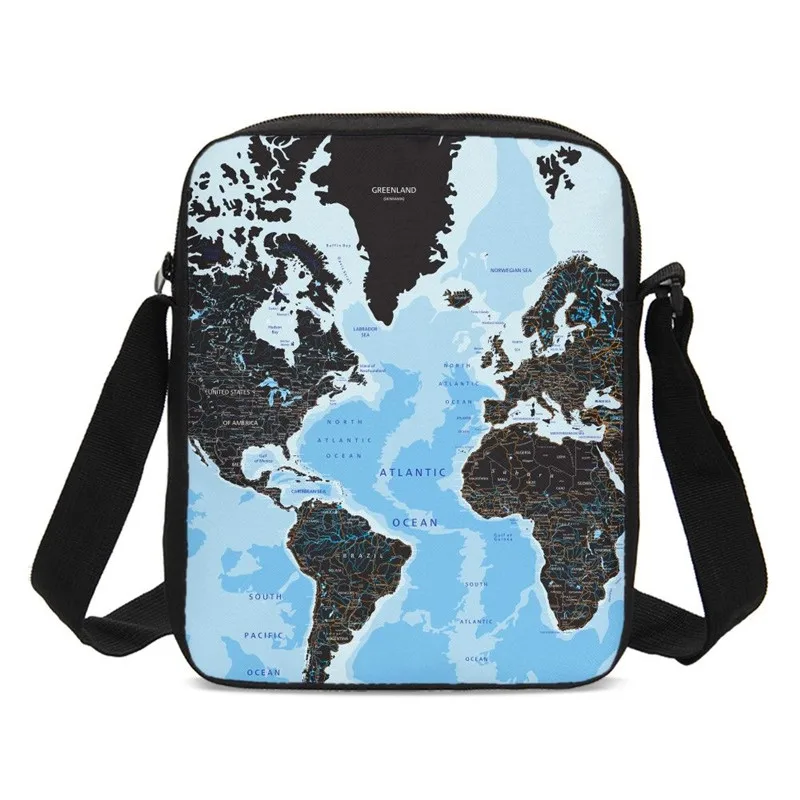Women Messenger Bag World Map Design Print Sling Crossbody For Boys Girls Bolsos Mujer Feminina Sac Main Femme | Багаж и сумки