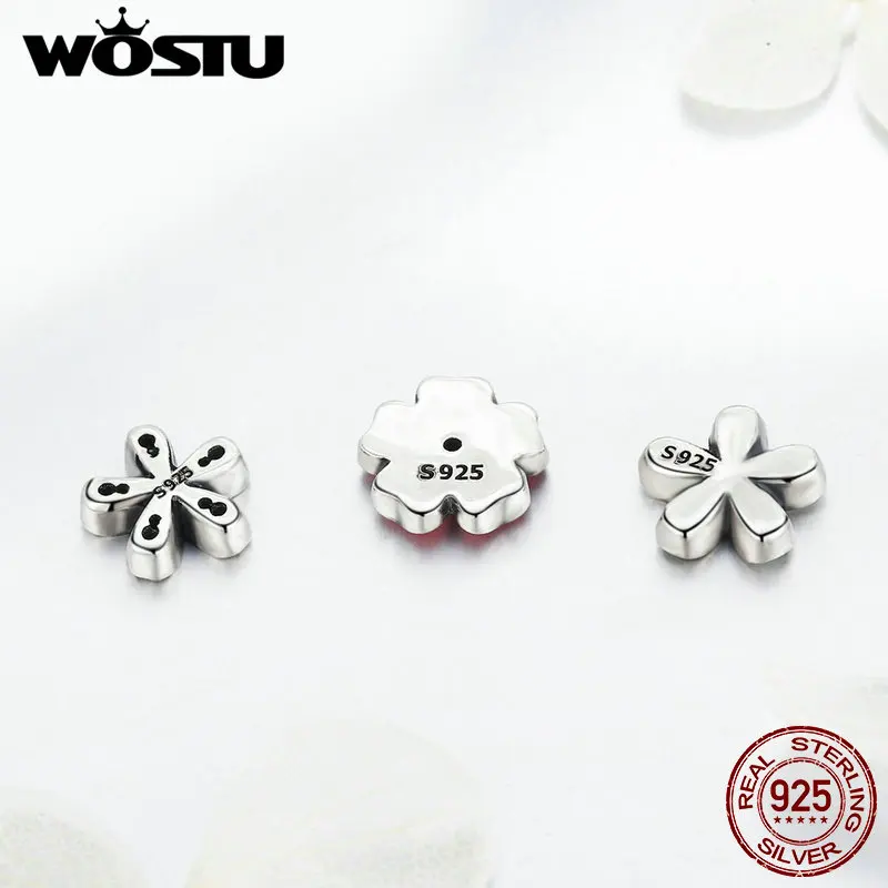 WOSTU Новое подлинное 925 пробы Серебряное поэтическое цветение Petites Charm Fit
