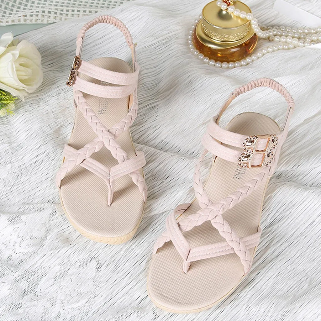 Сандалии SAGACE женские с резинкой пляжная обувь на плоской подошве богемный стиль