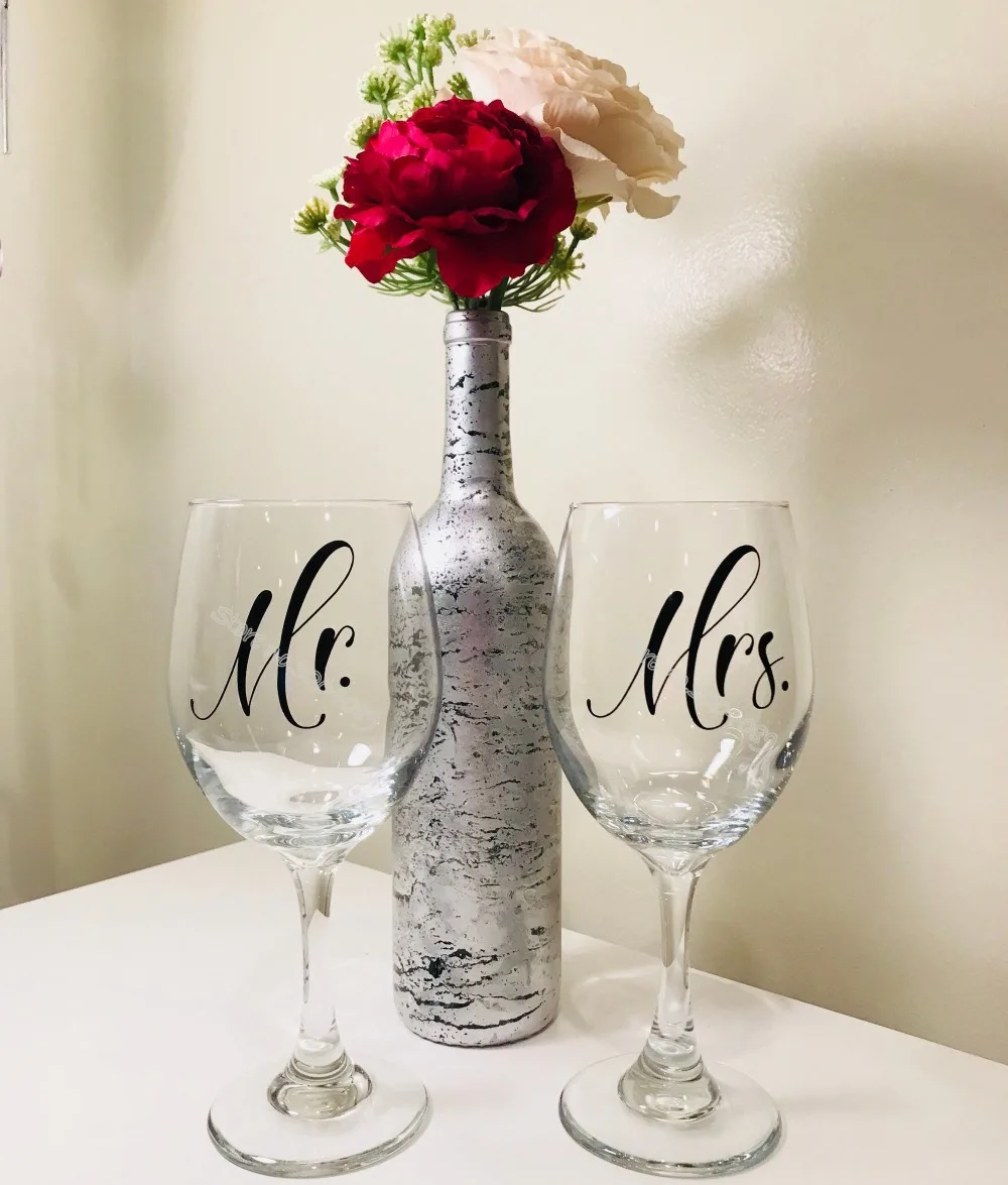 10 шт. Mr & шт Mrs/комплект винно Стекло es Стикеры молодоженов декоротивная наклейка