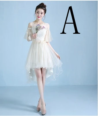 Доступен кремовый цвет, vestidos de festa Милая короткое спереди и длинное сзади сексуальное вечернее платье для выпускного вечера высокая низкая Привет-платья LO H4300 - Цвет: A champagne