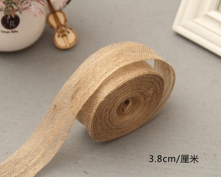 6/10/15/20/25/30/38 мм джутовая Мешковина ленты DIY ручной работы ремесла гессенской шпагат веревочные шнуры в деревенском стиле Одежда для свадьбы, дня рождения украшения - Цвет: 38mm