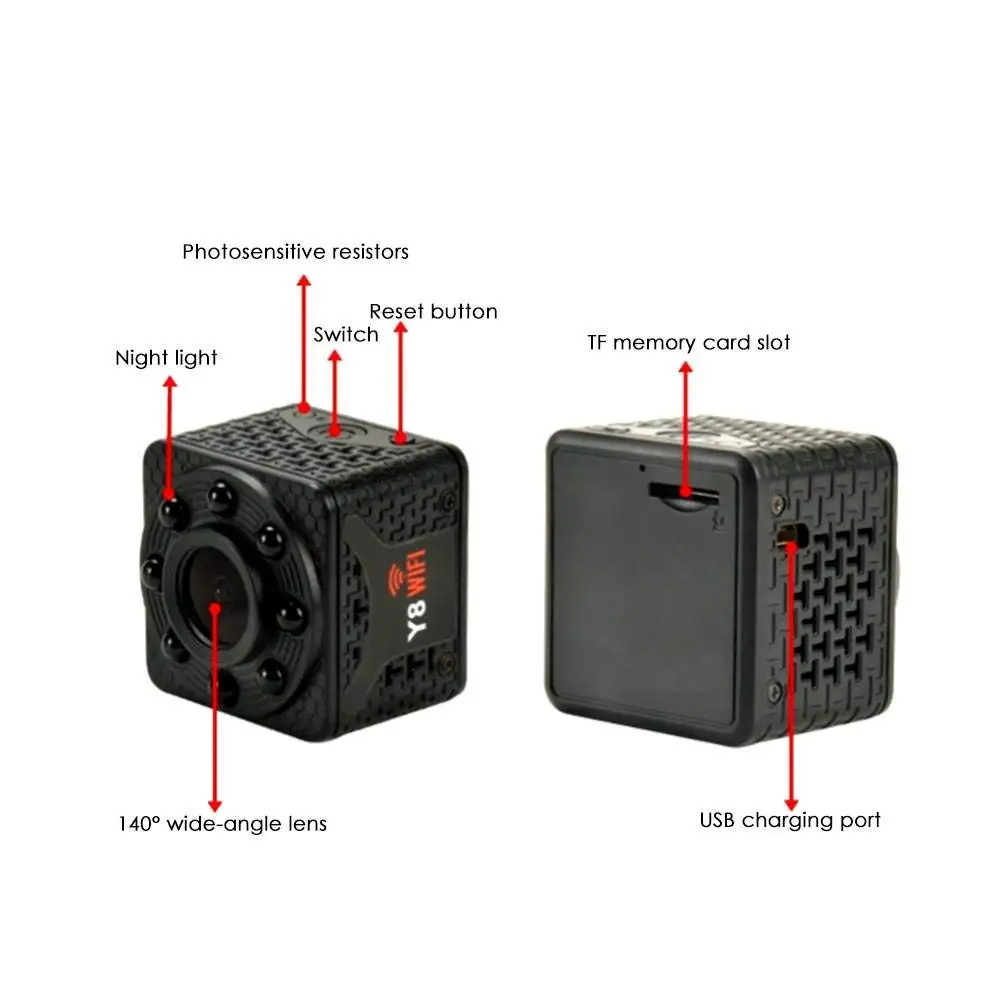 Y8 Мини WiFi камера HD1080P безопасности портативный DVR с двухсторонним Интерком