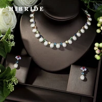 hibride luxury bridal wedding jewelry sets new sparkling aaa cubic zircon new design 2pcs jewelry set women weddings party n 605