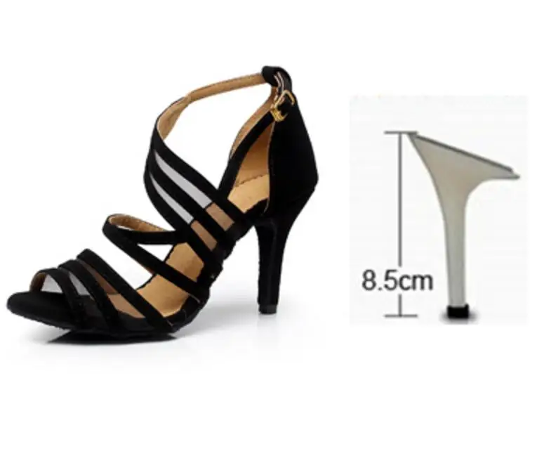 Black 8.5cm Heel Женские Профессиональные бальные туфли для латинских танцев, черные туфли для сальсы, высокий каблук 6/7. 5/8. 5 см, красные туфли для самбы, Танго, кизомбы, танцевальная обувь - Цвет: Black 8.5cm Heel