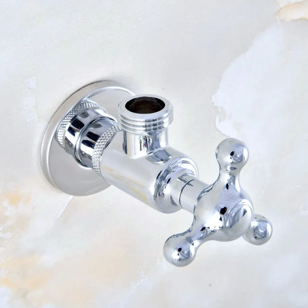 

1Pcs Polished Chrome Brass Bathroom Faucet Angle Stop Valve 1/2" Male Bathroom Accessory aav016