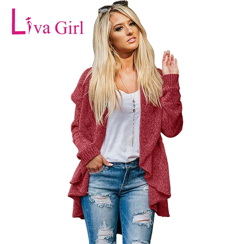 LIVA GIRL зимняя повседневная верхняя одежда вязаные кардиганы для женщин осенние