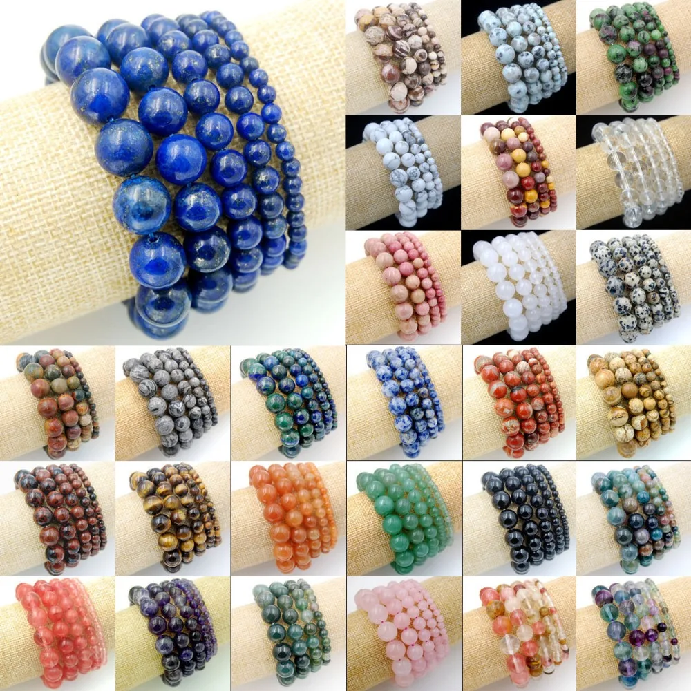Natural Brown Zebra Jasper Gem stone Round Loose Beads Stretchy Bracelet Elastic Cord 7.5&quot 4mm 6mm 8mm 10mm 10pcs/Pack | Украшения и
