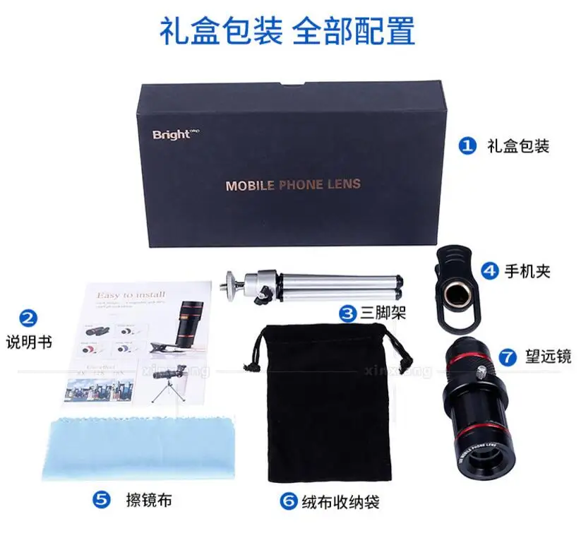 18 Times Photograph videotape Telescope 18X 38mm Outdoor Monocular with mobile phone Camera Handset Clip Clamp Tripod |