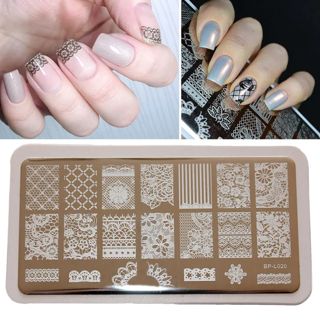 BP-L020 BORN PRETTY Lace серия ногтей штамповка пластины цветок элегантный круглый прямоугольник маникюрная пластина с изображениями для нейл-арта - Цвет: BP-L020