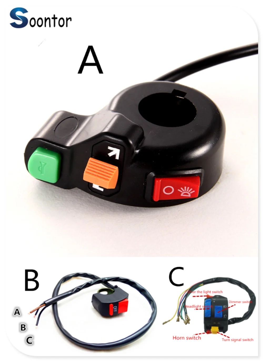 Переключатель рога поворотники вкл/выкл светильник 12V мотоцикл ниверсальный для