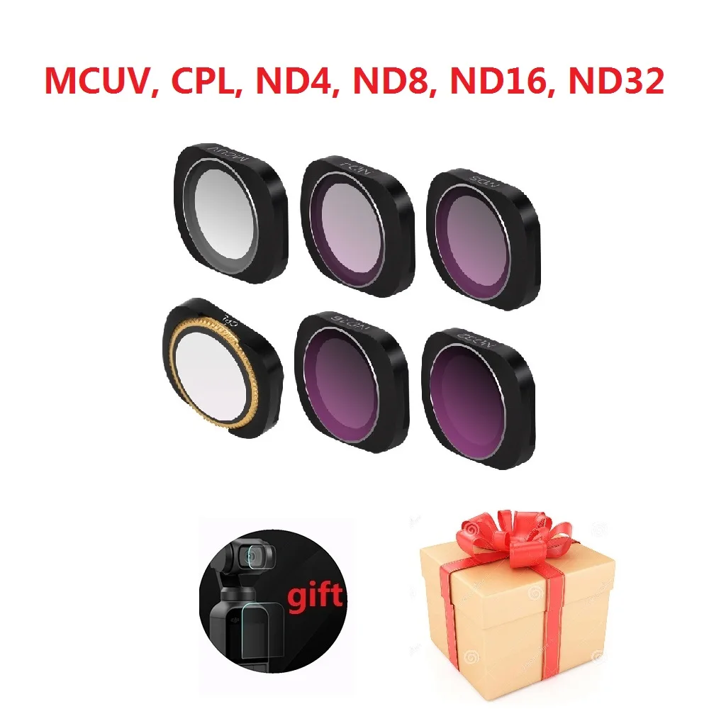 6pcs Mix Filter Set Для OSMO карманный фильтр камеры MCUV CPL ND 8 4 16 32 64 ND-PL фильтры плотности Набор для DJI Osmo карманные Стеклянные Линзы Аксессуары - Цвет: 6pcs Mix Filter Set