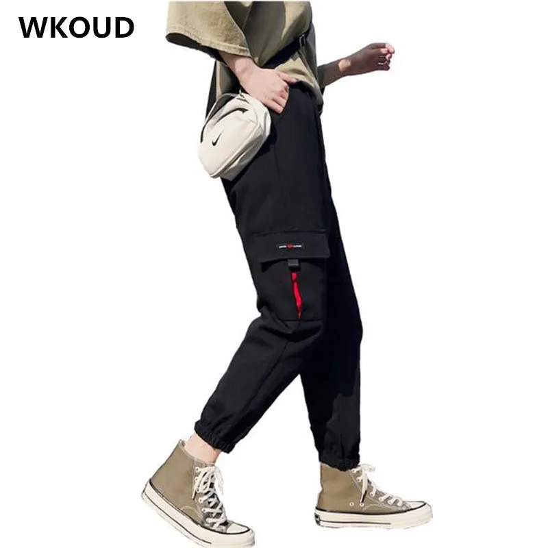 

WKOUD Women High Waist Cargo Pants Fashion Loose Streetpants Hiphop Ankle-length Pants Candy Color Sweatpants Trousers P8993