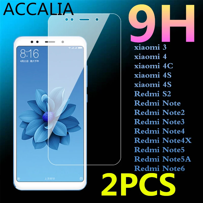 Закаленное стекло 9H для Xiaomi Mi3 2 шт. пленка Redmi Note 3 4 x 5 5A 6 2.5D защитная экрана