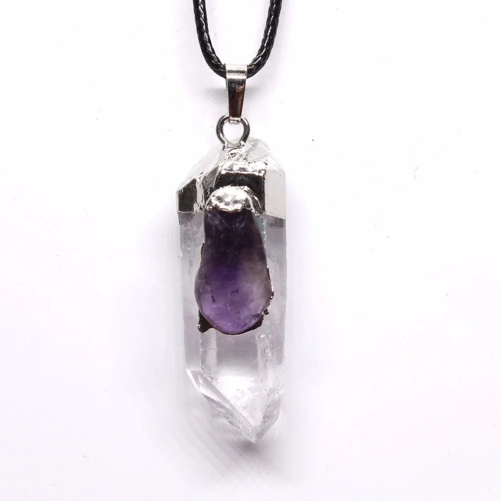 

100-Unique 1 Pcs Charm Silver Plated Irregular Shape Natural Rock Crystal Amethysts Quartz Pendant For Gift Jewelry