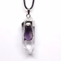 100 unique 1 pcs charm silver plated irregular shape natural rock crystal amethysts quartz pendant for gift jewelry
