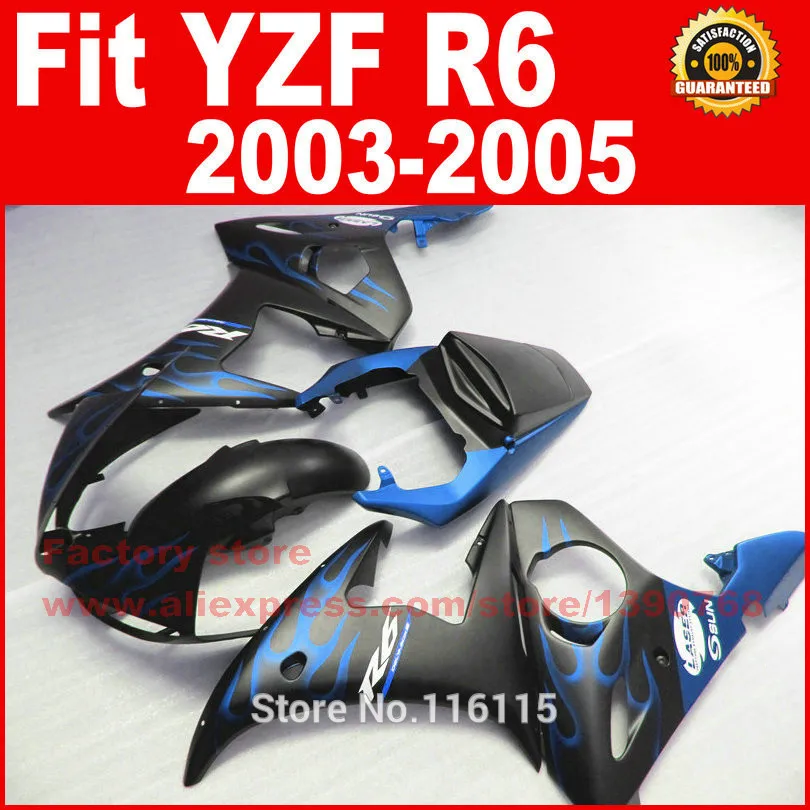 Motomarts ABS Обтекатели для YAMAHA 2003 YZF R6 2004 2005 R6 03 04 05 синий черный обтекатель с изображением пламени наборы