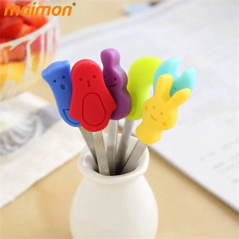 6 шт./компл. корейский мини стол из нержавеющей стали вилки для детей мультяшный