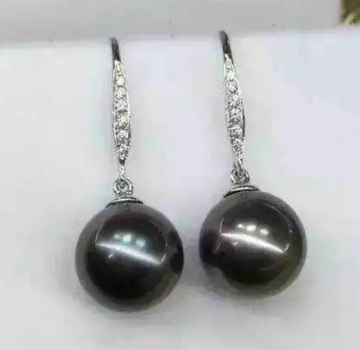 Пара таитянских сережек с черным жемчугом ювелирное изделие подарок благородное