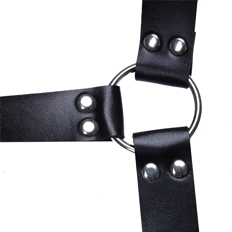 

TiaoBug High Quality Faux Leather Sexy Mens Body Chest Harness Adjustable Shoulder Armor Rivets BDSM Bondage Belt Men Lingerie