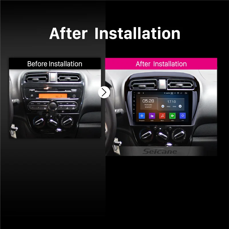 Seicane стерео 9 &quotNavi Quad/8-Core Android 0 HD для Mitsubishi Mirage 2012 2013-2018 gps мультимедийный плеер