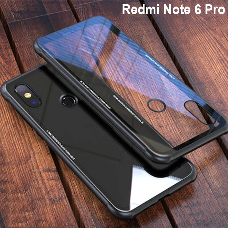 Для Xiaomi Redmi Note 6 Pro металлический корпус из закаленного стекла пластиковая задняя
