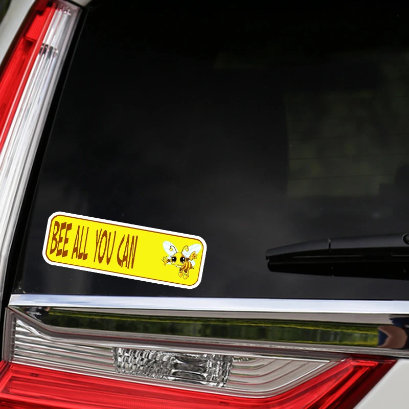 

YJZT 14.5CM4.5CM Interesting BEE ALL YOU CAN Cartoon Colored PVC Car Sticker Decoration Graphic C1-5257