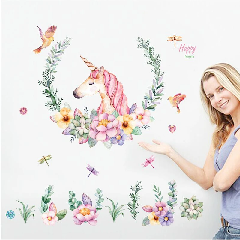 Home decoration cute horse wall stickers removable lovely decals for living room girls bedroom arts | Дом и сад