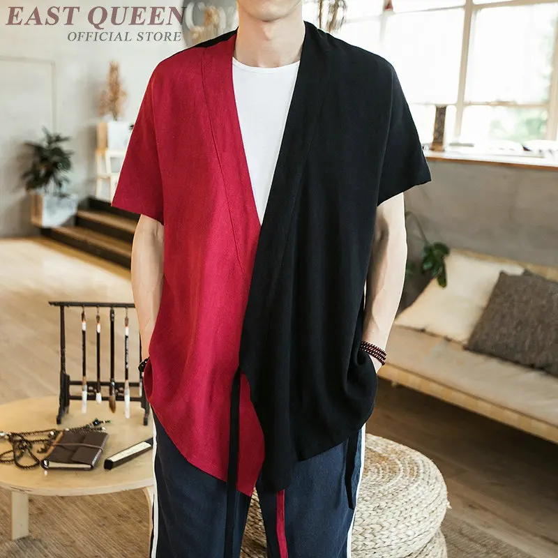 Traditional chinese clothing for men male Chinese mandarin collar shirt blouse wushu kung fu outfit tops linen FF1161 | Тематическая