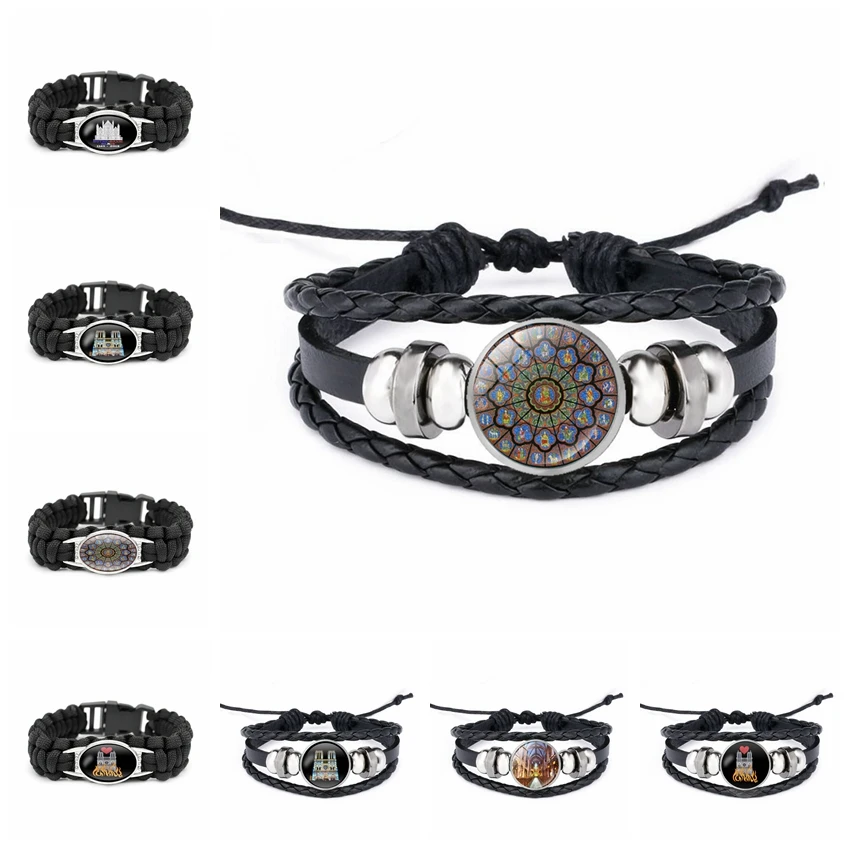 Парижские браслеты Нотр Дам де Готический церковный браслет с родиевым