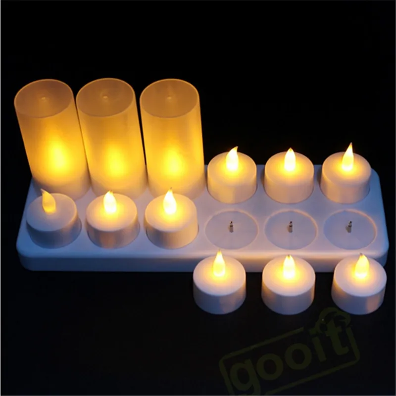12 шт. мерцающий желтый свет bougie led rechargeables синий зеленый rgb velas recargables батарея mariage |