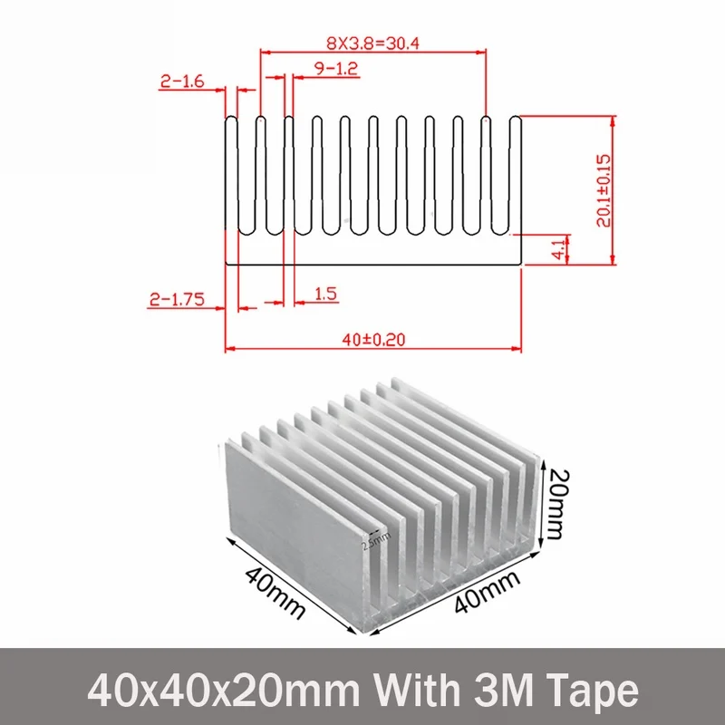 40x40x20mm Silver 2 шт. Gdstime кулер аксессуары 40 мм радиатор 40x40x20 мм IC Радиатор алюминиевое охлаждающее ребро вентилятор 28 мм 40 мм 100 мм 150 мм радиаторы - Цвет лезвия: 40x40x20mm Silver