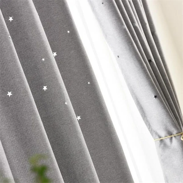 Color 4 curtain Серые однотонные льняные 3D шторы со звездами для детей, гостиной, спальни, затемненная ткань, летние романтические шторы, W-HM038B#3 - Цвет: Color 4 curtain
