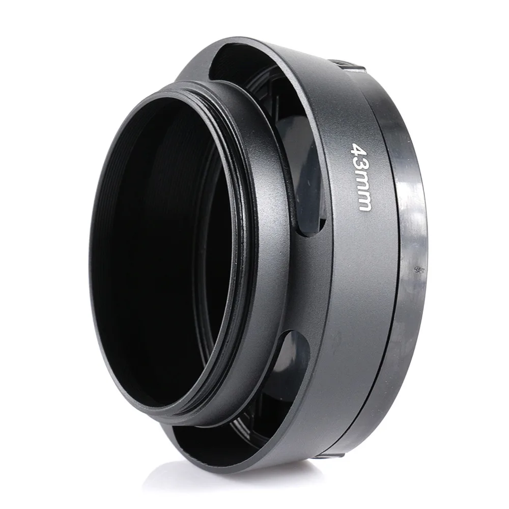 43 мм изогнутая металлическая бленда для объектива Leica Leitz Panasonic Pentax Olympus черная +