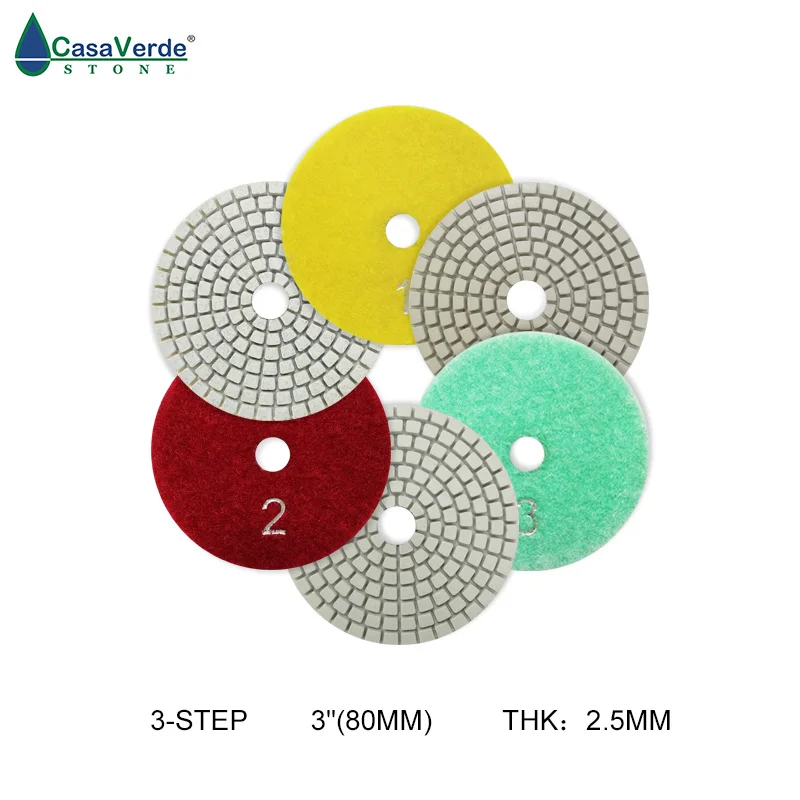 DC-AWS3PP01 dry and wet diamond pads 3" flexible 3 step polishing for stone marble | Инструменты