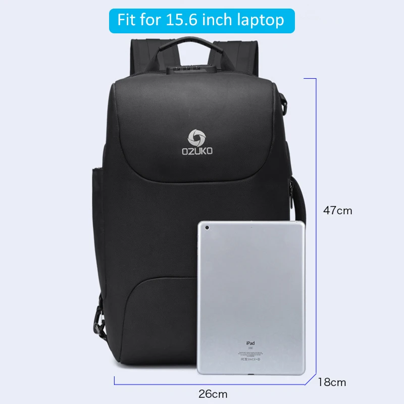 

OZUKO New Men's Anti-thief Backpack Multifunctional 15.6" Laptop Bag Waterproof Travel Backpacks With USB Charging Port Mochila