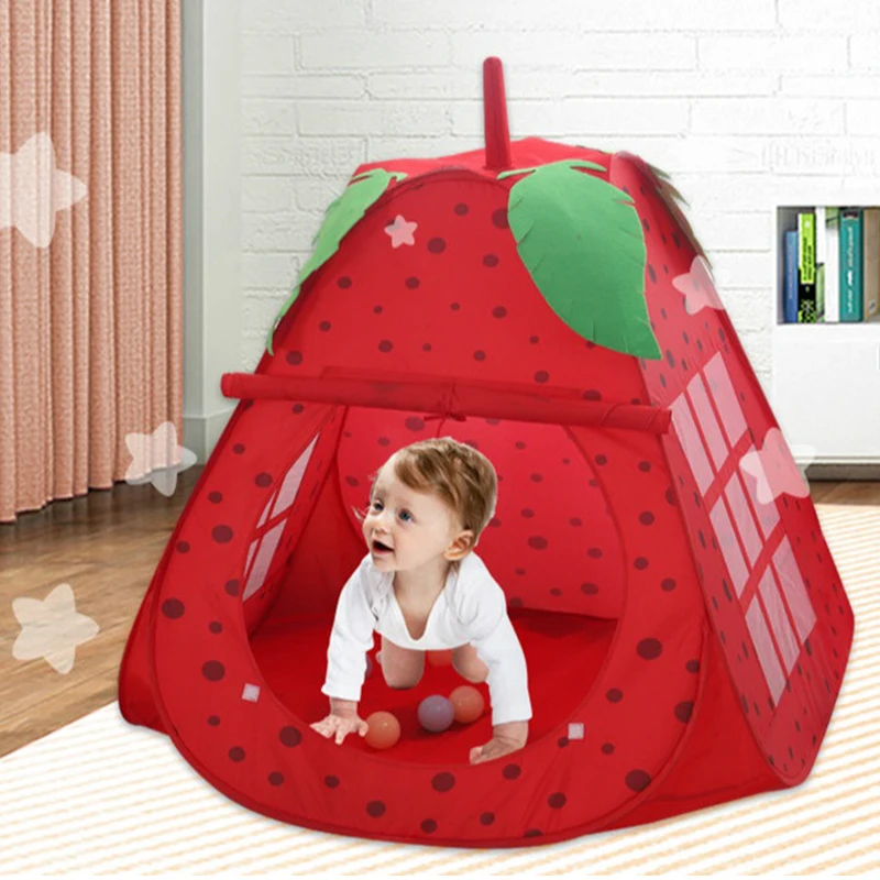 Игровой домик в форме клубники, Игровая палатка, мяч, бассейн, для помещений, для улицы, игрушки для девочек, принцесса, портативный складной игровой домик, игрушка для детей