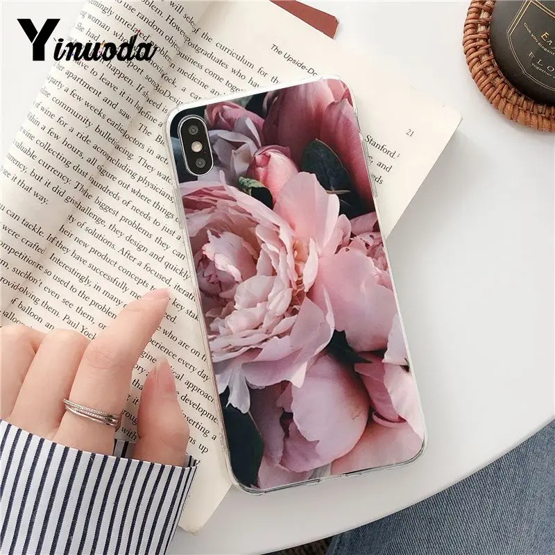 Yinuoda розовый пионы чехол для телефона iPhone 8 7 6 6S Plus 5 5S SE XR X XS MAX Fundas