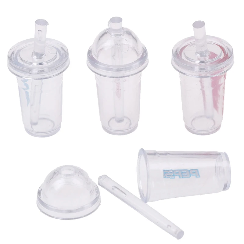 

Wholesale 3Pcs/Lot 1:12 Dollhouse mini Drinking cup with straw simulation drink Food Drink Beverage Toy Decoration model toy