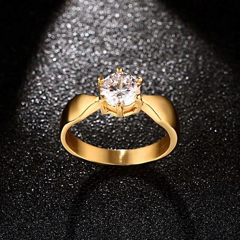 Fashion Cubic Zircon Ring 316L Stainless Steel Gold Color Trendy Wedding Rings for Men Jewelry USA Size 6 to 8 | Украшения и