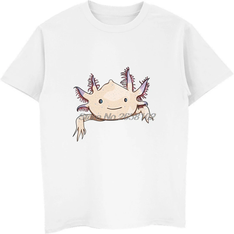 Мужская футболка Axolotl с забавным мультяшным принтом животных 100% хлопок