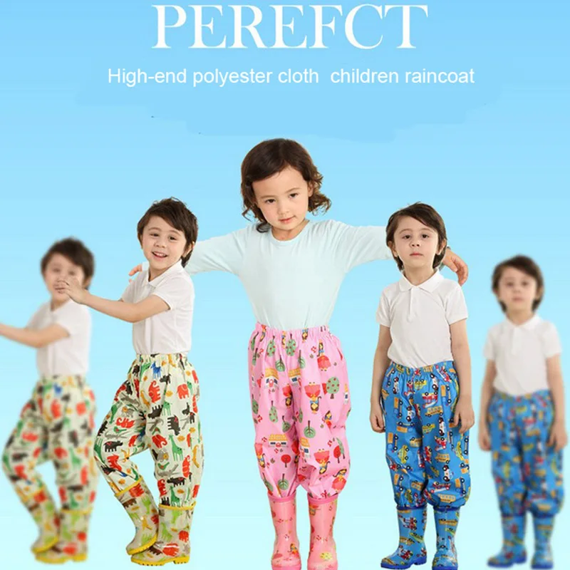 Детские непромокаемые штаны из полиэстера для мальчиков и девочек цвет розовый